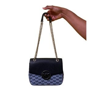 Michael Kors Blue Logo Shoulder Bag With Adjustable Straps